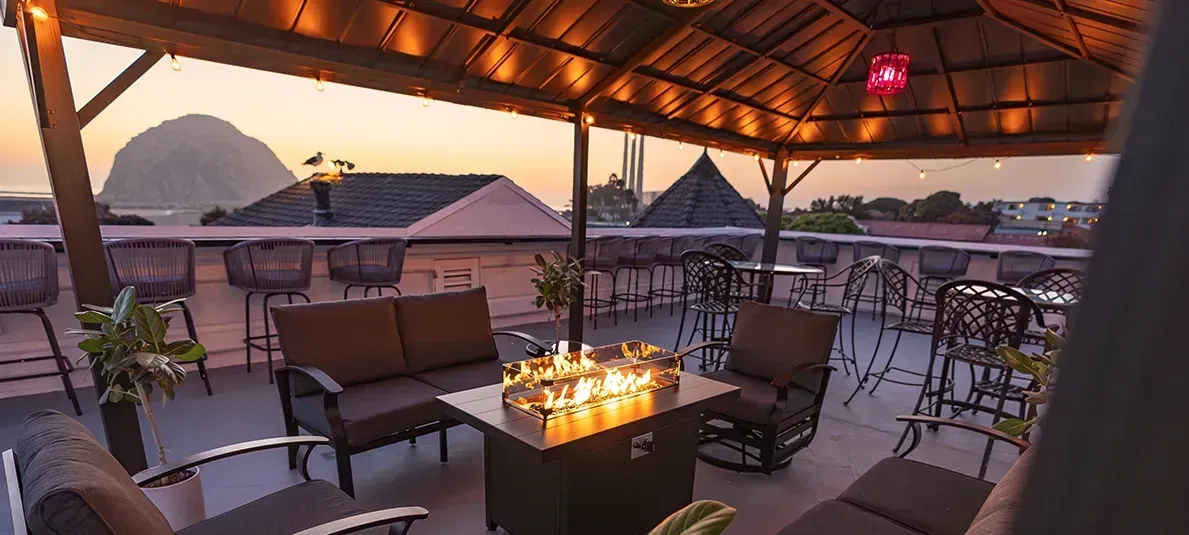 The rooftop at Ascot Suites, overlooking Morro Rock